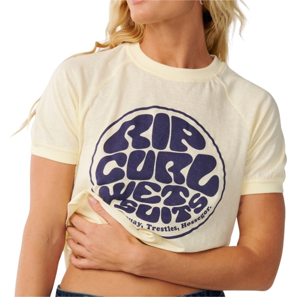 2026 Rip Curl Womens Stephanie Gilmore Wettie Ringer T-Shirt 0K6WTE - Soft Yellow